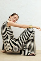 STRIPED CUT KNIT PANTS