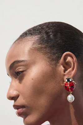 LADYBUG PEARL EARRINGS
