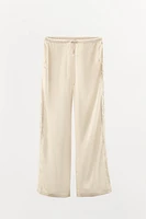 SATIN EFFECT LACE PANTS