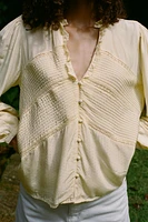 BLOUSE PLIS NERVURÉS ENTRE-DEUX