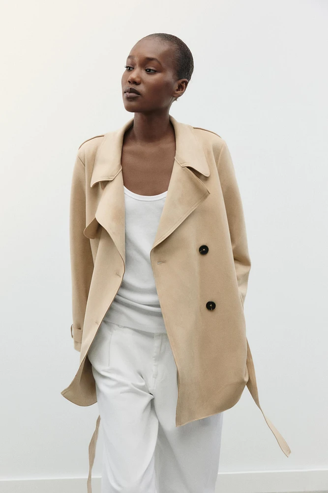 FAUX SUEDE TRENCH COAT