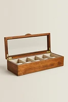 WOODEN AND LINEN WATCH BOX