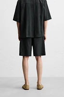 LINEN-VISCOSE OVERSIZED SHORTS