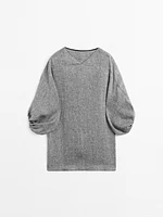 Short dress with sleeve detail, 100% linen
