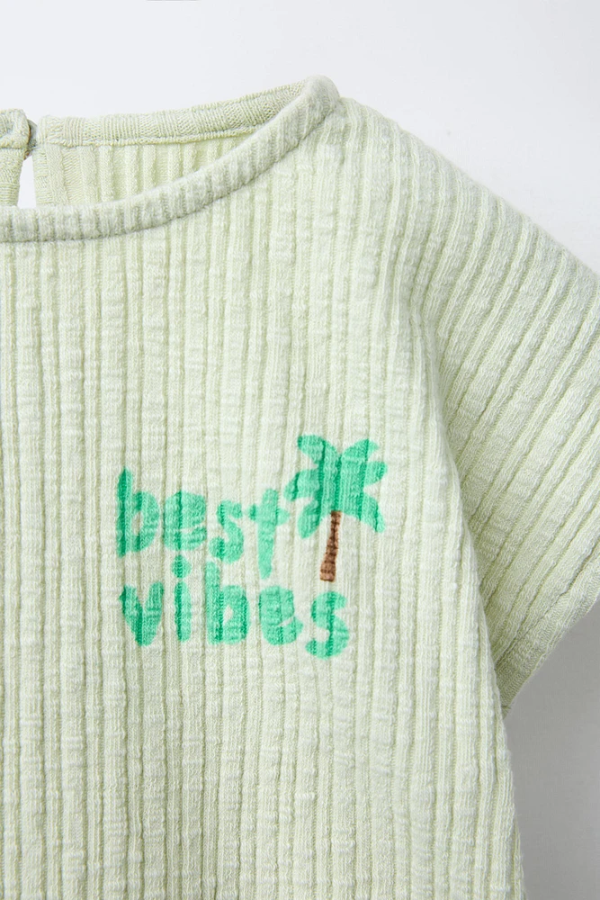 PALM TREE TEXTURED BODYSUIT