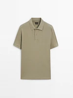 Microtextured cotton piqué polo shirt