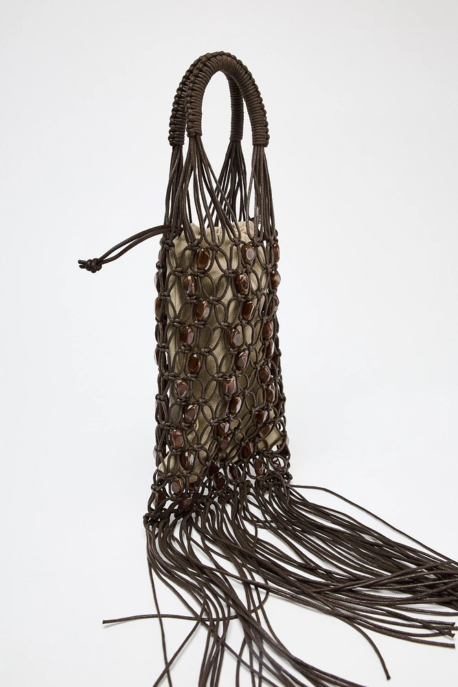 BEADED BUCKET BAG