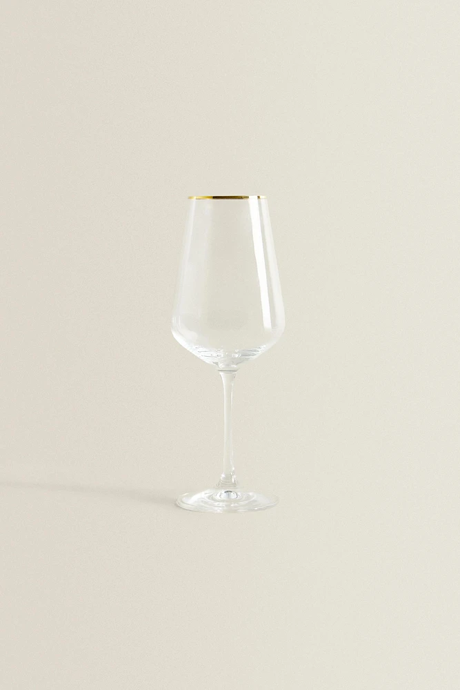 BOHEMIA CRYSTAL GLASS WITH A GOLDEN RIM