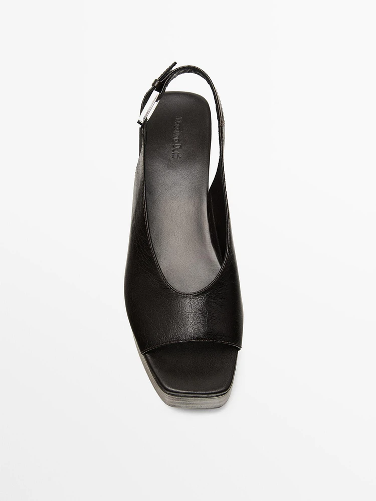 Wooden wedge mule sandals