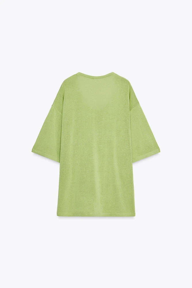 TOP OVERSIZE EN MAILLE MANCHES COURTES