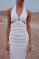 BEADED TEXTURED MIDI DRESS