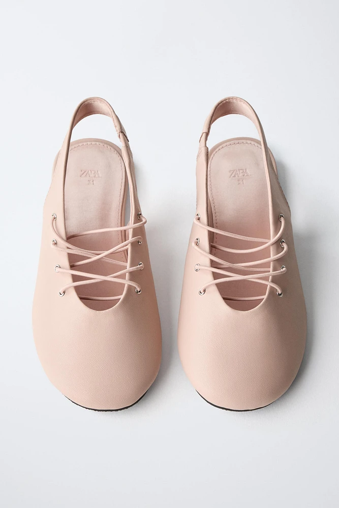 LACE-UP SLINGBACK BALLET FLATS