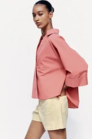 CHEMISE EN POPELINE AVEC MANCHES LARGES