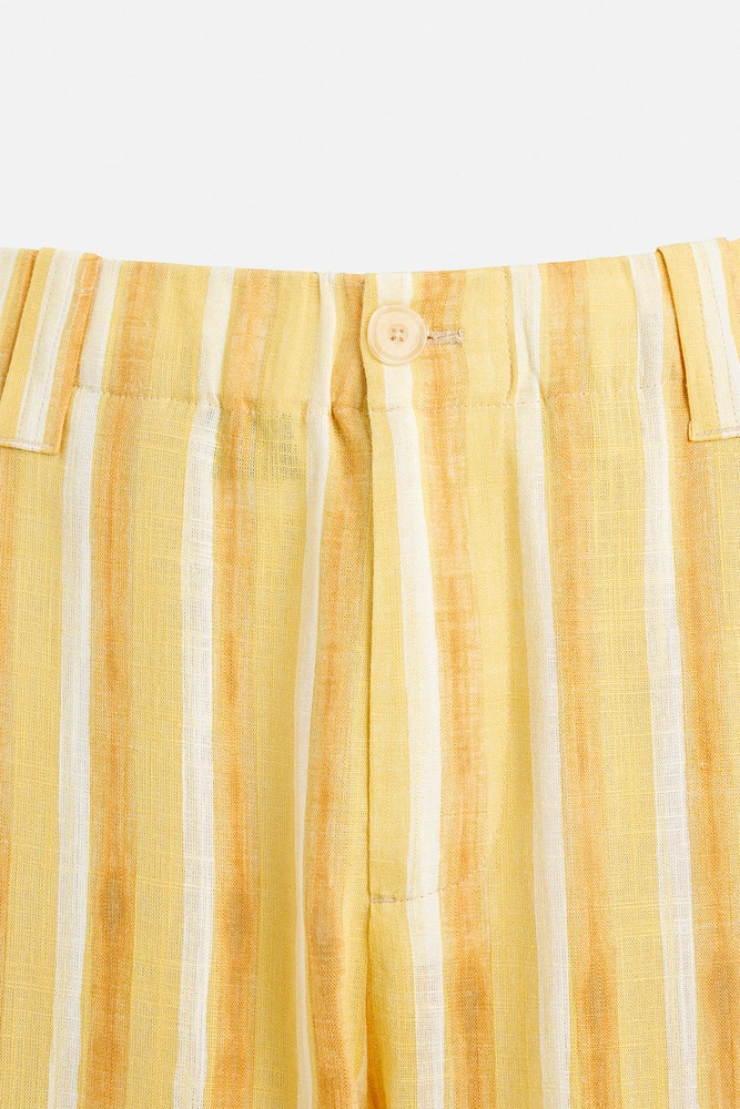PANTALON RAYÉ VISCOSE ET LIN