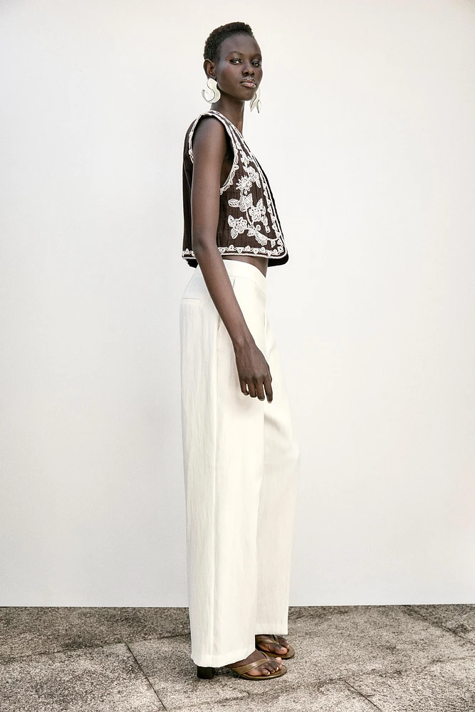 EMBROIDERED OPEN VEST