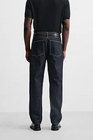 STRAIGHT FIT TOPSTITCHED JEANS