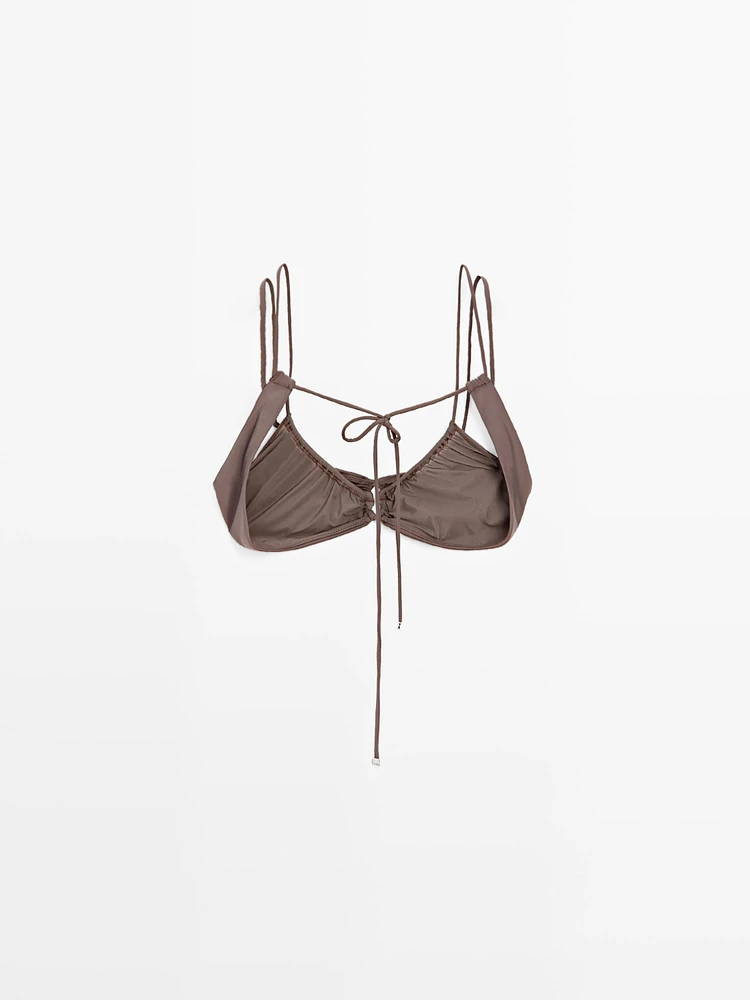Haut de bikini en tulle froncé