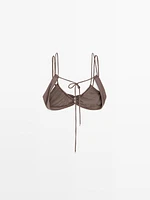 Haut de bikini en tulle froncé