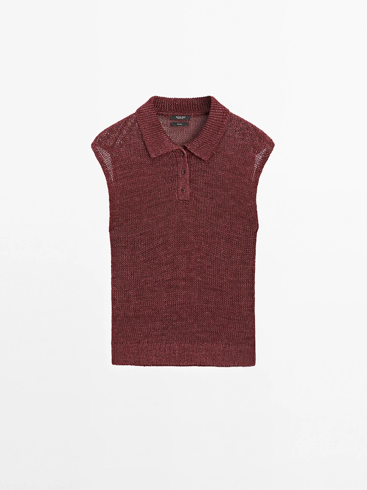 Top en maille effet délavé 100 % lin