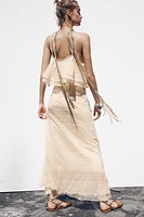 POINTELLE KNIT RUFFLED DRESS