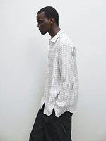 Chemise lin regular fit à carreaux