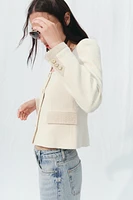 ROUND NECK TEXTURED BLAZER