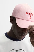 EMBROIDERED TEXT CAP