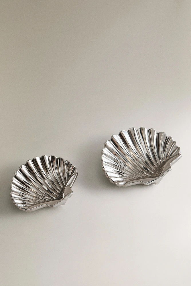 PLATEAU DÉCORATIF MÉTAL COQUILLAGE
