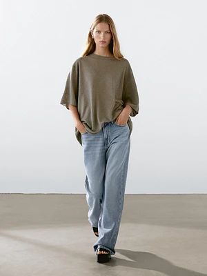 Pull manches courtes oversize lin