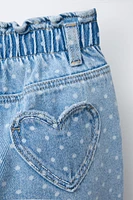 PANTALON EN JEAN PAPERBAG À POIS
