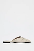 GATHERED LEATHER MULES