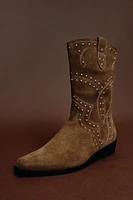 BOTTES COW-BOY EN DAIM AVEC CLOUS