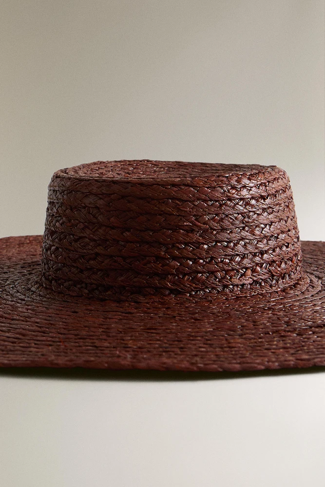 LONG BRIM RAFFIA BEACH HAT