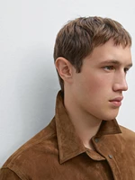 Chemise légère en cuir finition daim