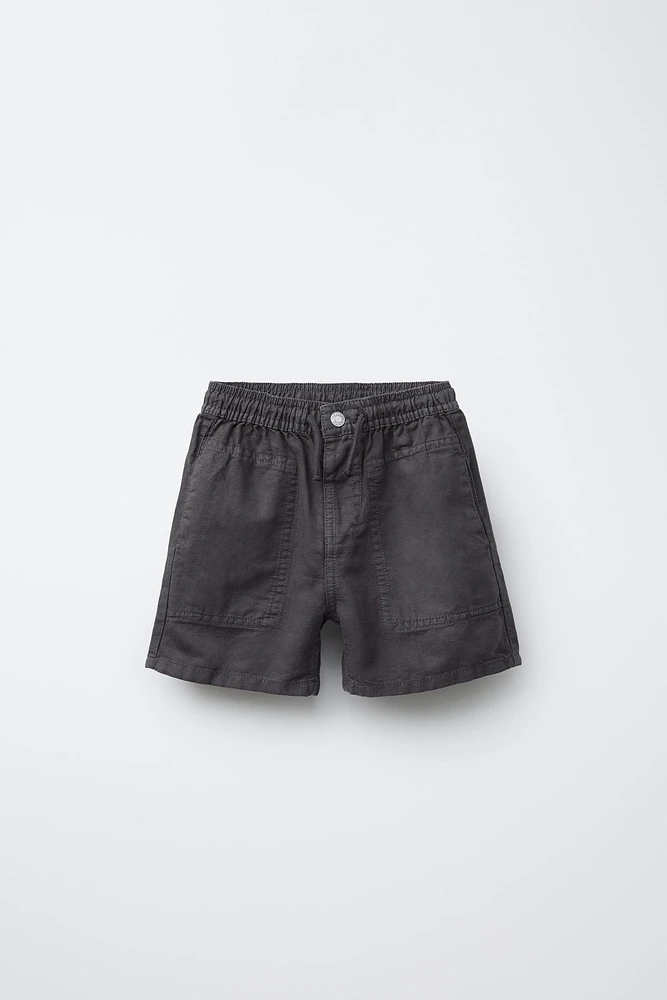 LINEN AND COTTON BERMUDA SHORTS