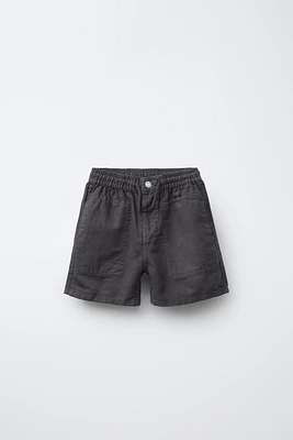 LINEN AND COTTON BERMUDA SHORTS
