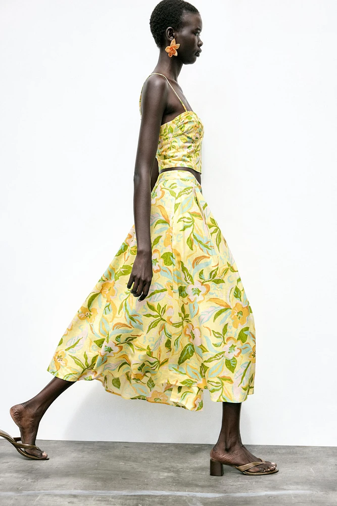 PRINTED LINEN SKIRT
