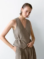 Gilet court cache-cœur 100 % lin