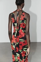 PRINTED TULLE SCARF DRESS