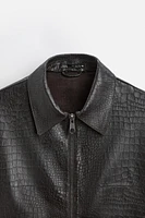 EMBOSSED LEATHER OVERSHIRT