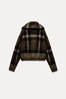 CHECKERED KNIT BOMBER JACKET