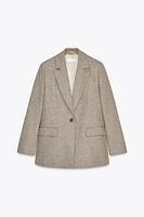 STRAIGHT HERRINGBONE BLAZER WITH SHOULDER PADS