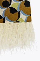 ROBE COURTE IMPRIMÉE GÉOMÉTRIQUE PLUMES