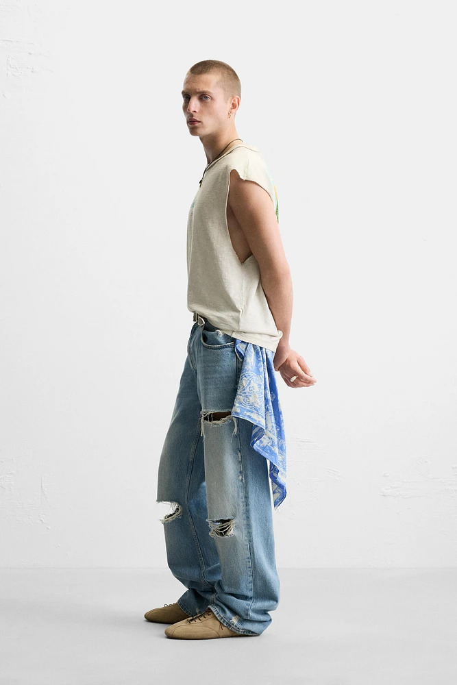 T-SHIRT TANK IMPRIMÉ DÉLAVÉ