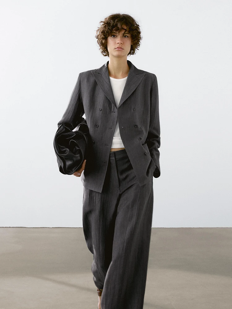 Pantalon de tailleur fluide en lin mélang