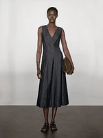 Robe midi denim coutures apparentes