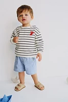STRIPED SWEATSHIRT WITH LOBSTER EMBROIDERY