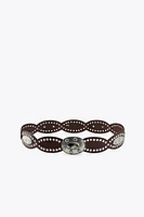 OVAL STUDDED LEATHER BELT