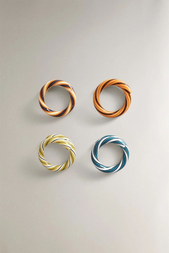 LOT PORTE-SERVIETTES VERRE SPIRALE (LOT DE 4)