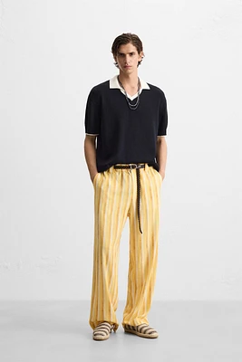 VISCOSE LINEN STRIPED PANTS